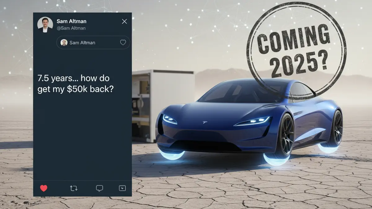 Ein Tesla Roadstar fliegt